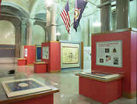 A northeastern view of the exhibit from within the gallery